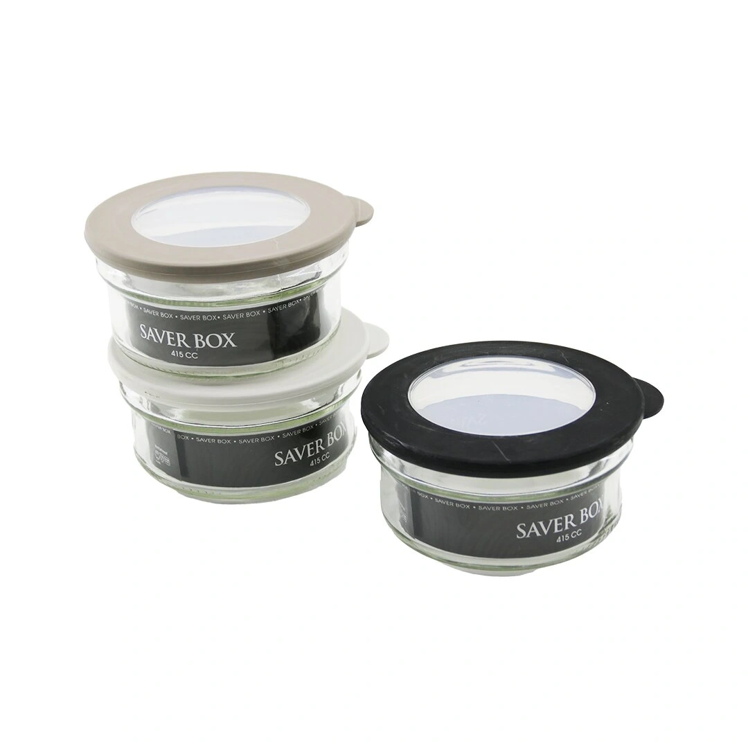 QLUX C-00266 FLAT ( CAM ) SAKLAMA KABI ( SAVER BOX ) ( 415CC ) (KAPAK= KENAR=RENKLİ SİLİKON & GÖBEK=ŞEFFAF PVC )*18=K