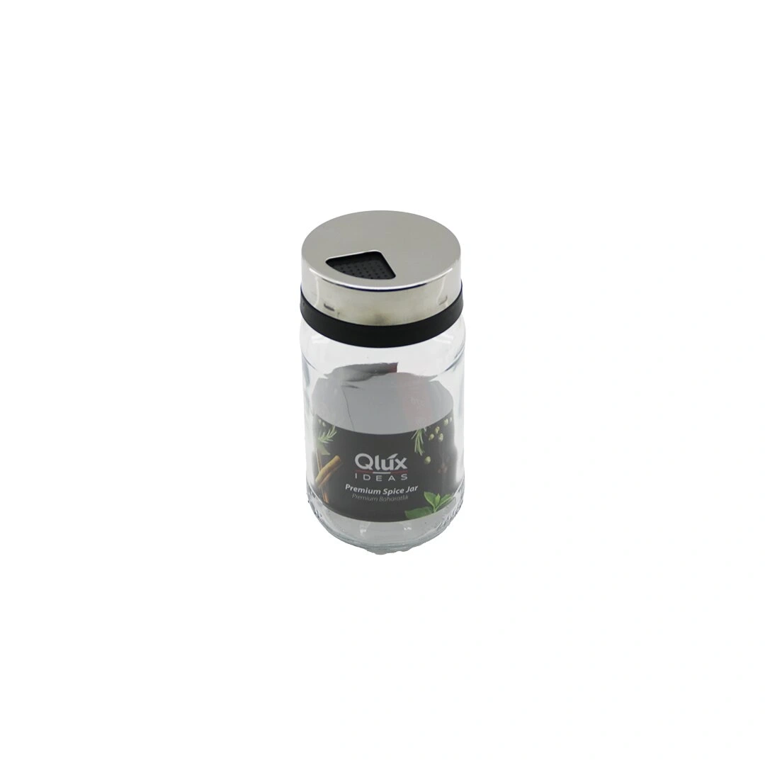 QLUX C-00302 PREMİUM SPİCE JAR (380CC) (CAM) BAHARATLIK & TUZLUK (KROM KAPLAMA PLASTİK KAPAK) (3 DÖKÜM AYARLI)*20=K
