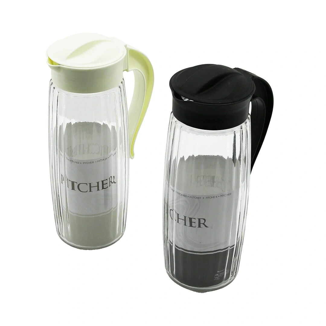 QLUX C-00318 DOMİ ÇİZGİLİ ( ŞEFFAF CAM ) SÜRAHİ ( 1500 CC ) ( PLASTİK KAPAK) ( TAK--ÇIKAR ( ʃ=ŞEKİL PLS.KULP )*6=K