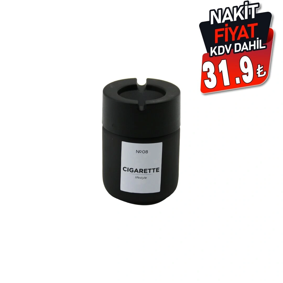QLUX C-00549 ( 212CC ) ( SİYAH CAM ) KÜLLÜK ( SİYAH PLASTİK KAPAK ) ( ( NO-08 CIGARETTE & KÜL TABLASI )*20=K                             q5