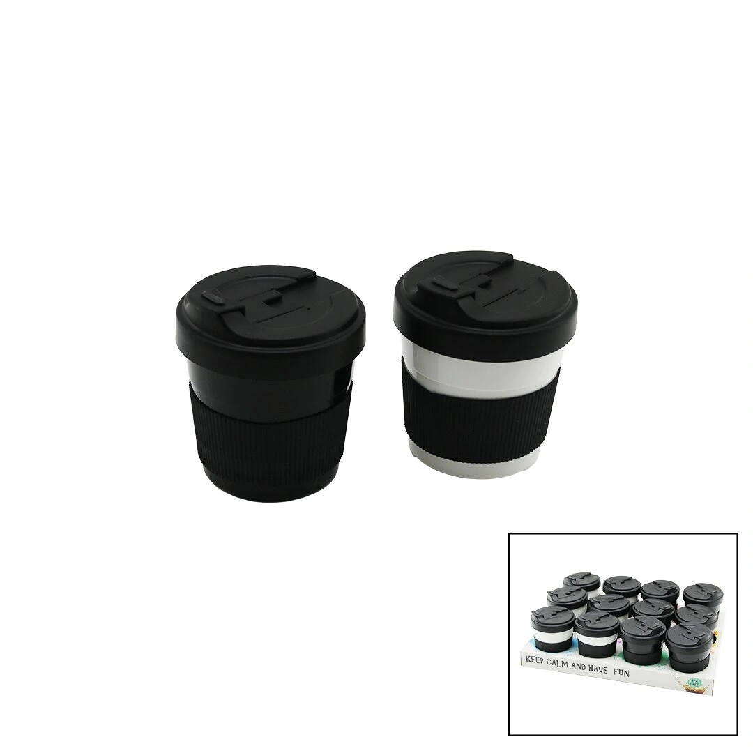 QLUX L-00985 ( NO-1 ) ( 400ML ) COZY KAHVE BARDAK ( PLASTİK ) ( YUDUMLAMA AĞIZLIKLI KAPAK ) ( SİLİKON KAPLAMA GÖBEK )*24=K