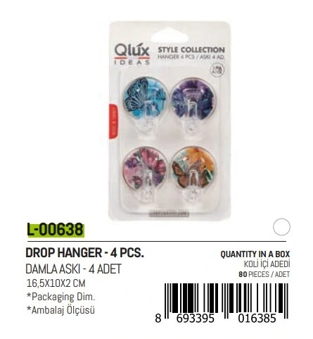 QLUX L-638 4PCS DAMLA KÜÇÜK YAPIŞKAN ASKI*80