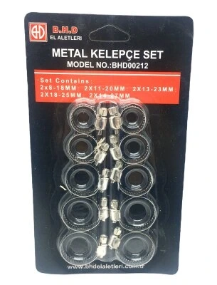 ŞAHİN TOOLS ŞHT-019 ( 10PCS ) METAL HORTUM KELEPÇESİ SET ( 2 ŞER ADET= 8-18MM - 11-20MM - 13-23MM - 18-25MM - 14-27MM )*300
