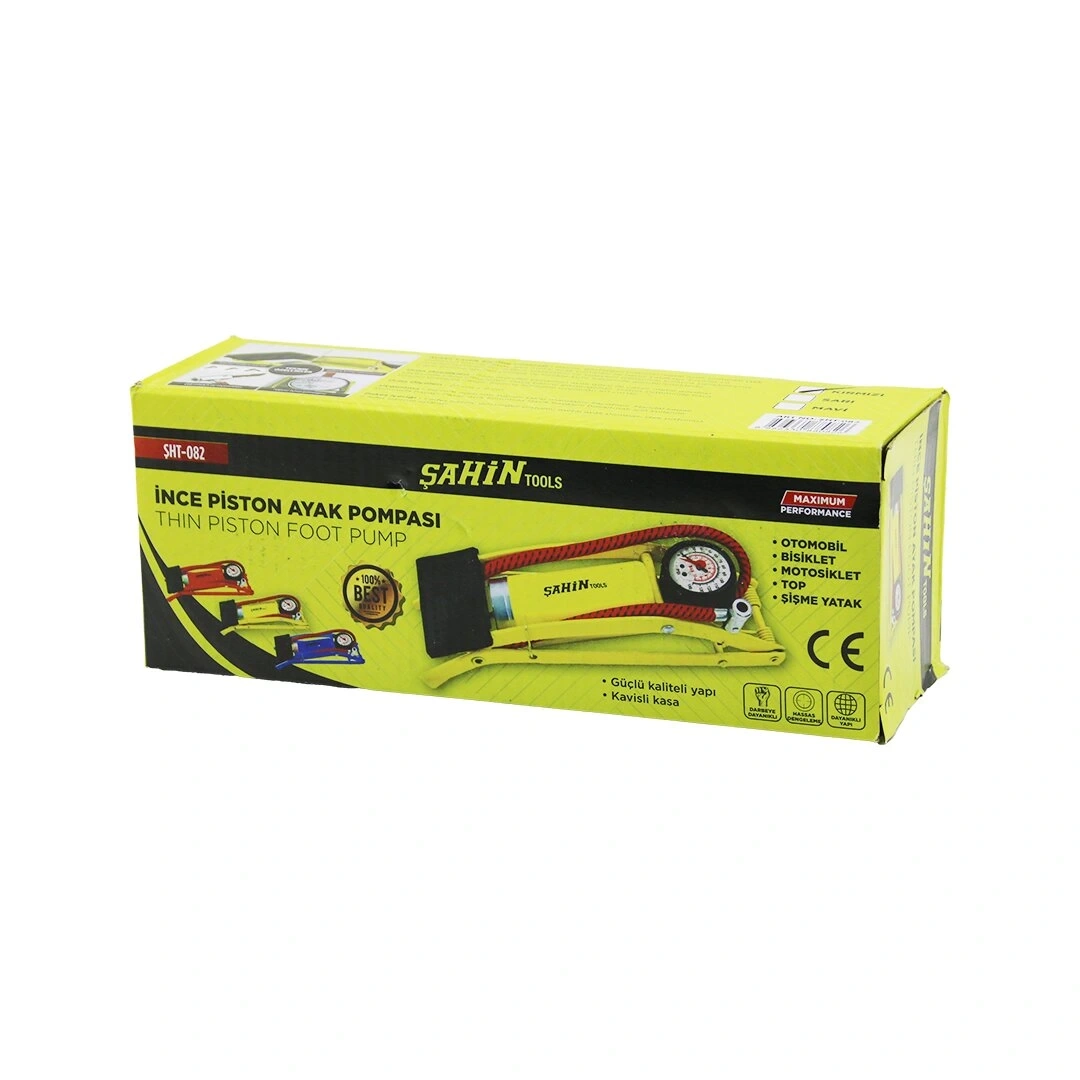ŞAHİN TOOLS ŞHT-082 ( İNCE PİSTONLU ) AYAK POMPASI (OTOMOBİL-BİSİKLET-MOTOSİKLET-TOP-ŞİŞME YATAK)*25