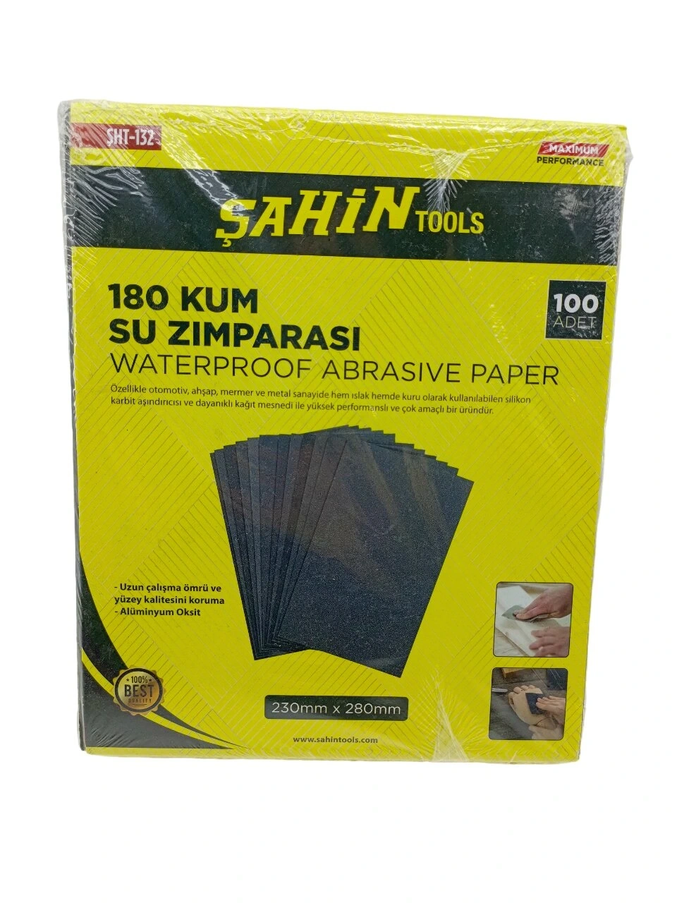 ŞAHİN TOOLS ŞHT-132 ( 180 KUM ) ( KAĞIT ) ( SU ZIMPARASI ) ( 230X280MM )*100X10