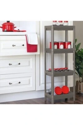 SHELF UNİT OM-1016-0763 ( 4 ( ÇUKUR ) RAFLI & GRİ & ANTRASİT ) ( DİKDÖRTGEN ) RAF ÜNİTESİ PLASTİK*6