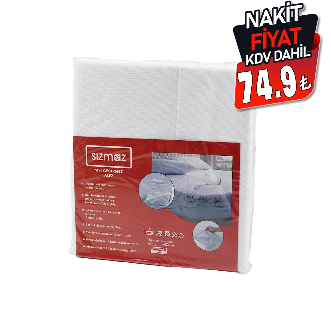 SIZMAZ ( TEK KİŞİLİK ) YATAK KORUYUCU ( SIVI GEÇİRMEZ ) ALEZ ( 100X200CM ) ( HAVA ALIR ) ( ANTİBAKTERİYEL ) ( ANTİALERJİK )*65