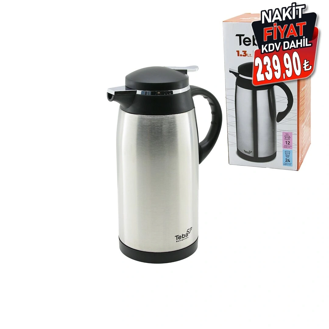 TEBA ( 1.3LT ) ÇELİK TERMOS (12 SAAT SICAK & 24 SAAT SOĞUK) (ÇİFT CONTALI KAPAK)*6