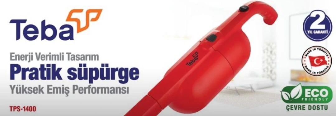 TEBA PRATİK TPS-1400 ( DİK ) ELEKTRİKLİ PRATİK SÜPÜRGE ( 500W )*2=K