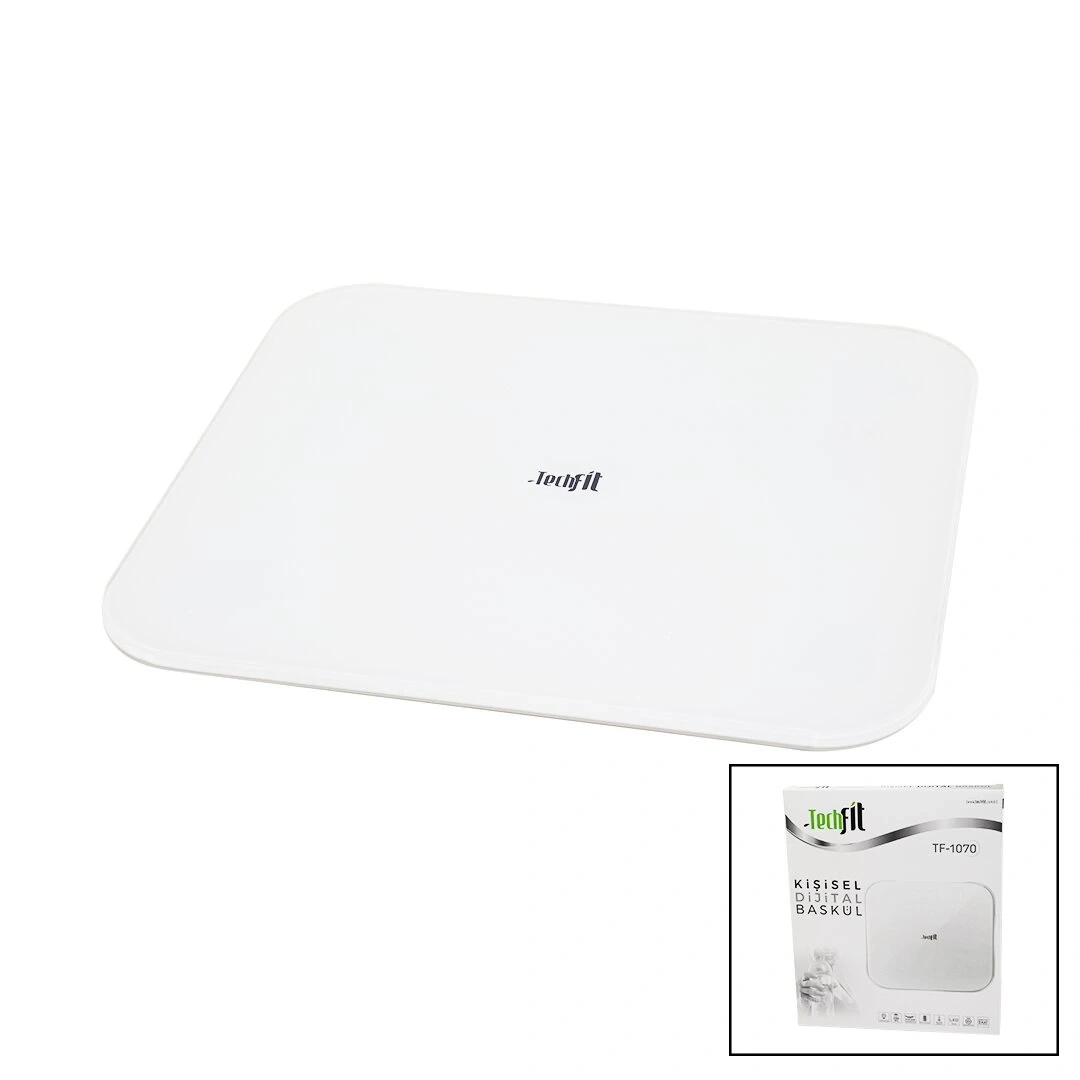 TECHFİT TF-1070 (GİZLİ EKRAN &SOFT BEYAZ CAM ZEMİN ) DİJİTAL BASKÜL TERAZİ TARTI (180KG) (SENSÖR &LED EKRAN &ODA℃)*10