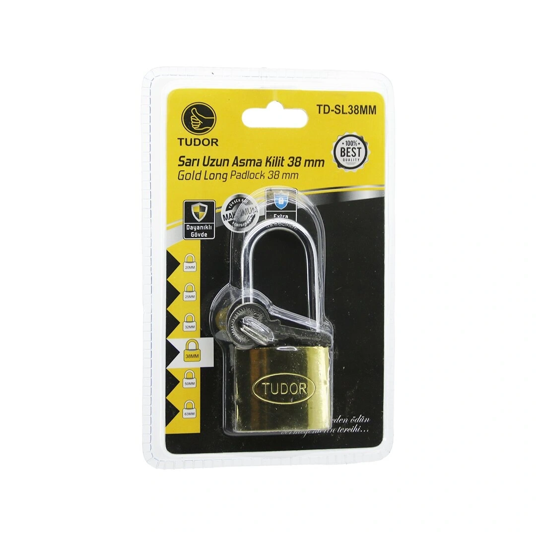 TUDOR TD-SL38MM ( VAKUMLU ) ( 38MM & SARI ) ( UZUN KANCALI ) ASMA KİLİT*12X16