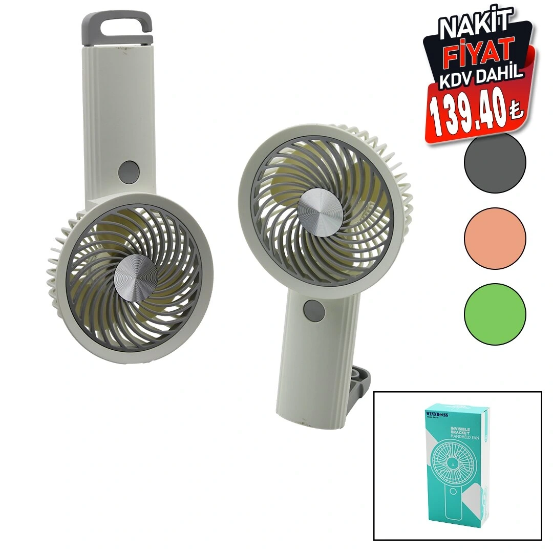 WINNBOSS EKL-19 (USB ŞARJLI) MİNİ EL FANI (ÇAP: 9.2CM & Y:19CM) (SABİT BAŞLIK) (3KADEME HIZ) (2İN1=ASKI KULP & M.ÜSTÜ OTURAK)*168