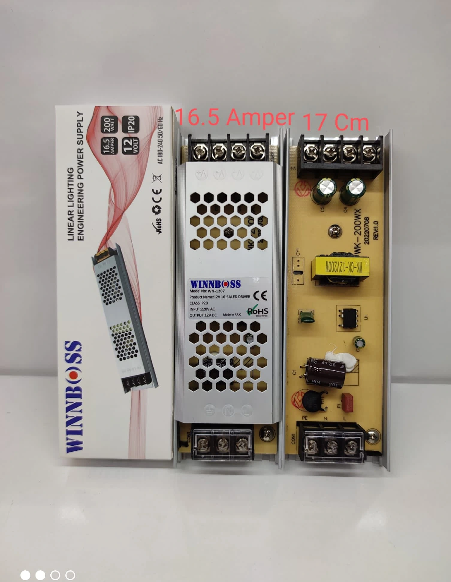 WINNBOSS WN-1207 ( 12V-16.5A-200W-IP20 ) ULTRA SLİM TRAFO*200