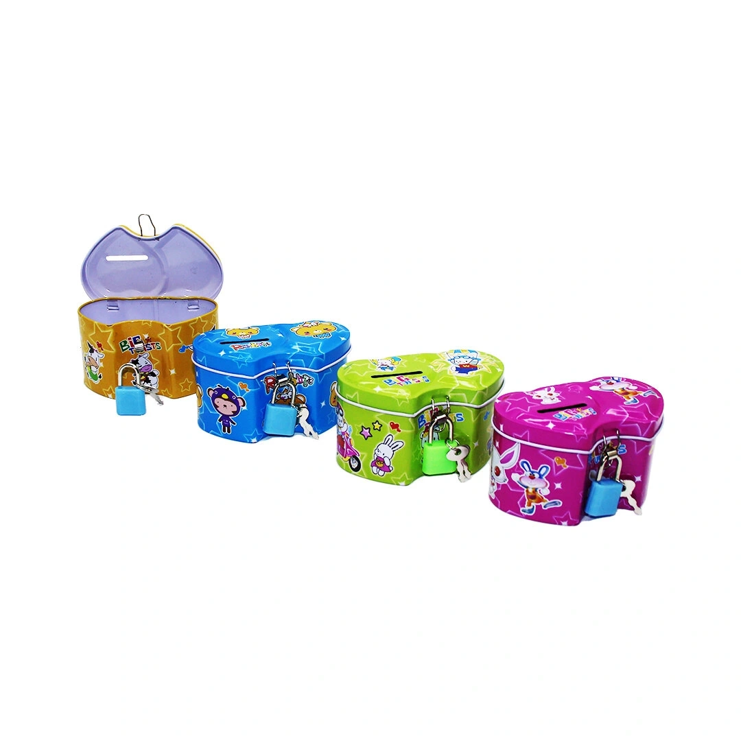 YAKUT-12845 ( KÜÇÜK & ÇİFT KALPLİ ) ( KİLİTLİ ) METAL KUMBARA*24X1