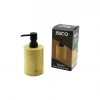 İBİCO İ21-071 ( YUVARLAK ) AHŞAP BAMBU SIVI SABUNLUK ( SİYAH PLASTİK POMPA ) ( ÇAP: 8CM & Y: 11CM )*48
