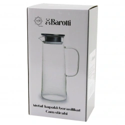 BAROTTİ DMR-8765 ( DAR TABAN & UZUN=1450ML ) ( CAM ) (BOROSİLİKAT= ISIYA DAYANIKLI) SÜRAHİ ( METAL KAPAK & SİLİKON CONTA )*12=K