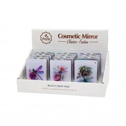 COSMETİC MİRROR BAYSA-1585 ( SULU & SİMLİ KAPAK) (DİKDÖRTGEN) (CEP & ÇANTA) MAKYAJ AYNASI (2IN1=NORMAL & BÜYÜTEÇLİ )*12X24