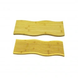 DMR-4880 (DALGALI KENAR ) ( ÇİFT TARAFLI=DÜZ & DALGALI OYUK KANALLI ) AHŞAP BAMBU SUNUM TEPSİ ( 15X39CM)*24