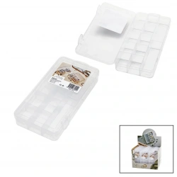 HOMEU HMU-004 ( KÜÇÜK=10X20CM ) ( 10+2 BÖLMELİ & ŞEFFAF ) PLASTİK KUTU ( TAKI ORGANİZERİ & ÇOK AMAÇLI )*24=K