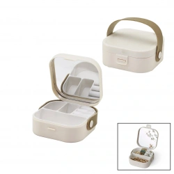 HOUSE BY HOUSE UR-3464 ( ÇANTA BOY ) ( 9X9CM & Y:3.7CM ) AYNALI MAKYAJ & TAKI ORGANİZER ( 4BÖLME & TAŞIMA KULP )*12X1