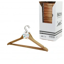 İBİCO ASK-001 ( 3LÜ ) AHŞAP ELBİSE ASKISI ( VERNİKLİ GÜRGEN AĞAÇ )*40=K