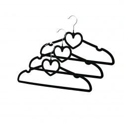 İBİCO DMR-8159 ( 3PCS ) ( SİYAH KADİFE KAPLI & KALPLİ ) PLASTİK ASKI ( METAL UÇLU )*80