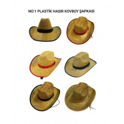İBİCO HS-10806 ( PLASTİK HASIR ) ( ERKEK ) ( FOTER ) ( KOVBOY ŞAPKA ) ( KUMAŞ KENAR & KUŞAK )*420