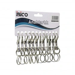 İBİCO İ12-002 ( TEK HALKA & GÜMÜŞ ) METAL ANAHTARLIK*12X100