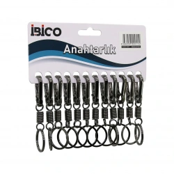İBİCO İ12-011 ( TEK HALKA & YAYLI & GRİ ) METAL ANAHTARLIK*12X100