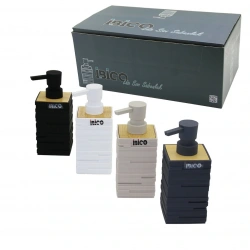 İBİCO İ21-058 ( KARE & TUĞLA DESEN ) BAMBU & RENKLİ PLASTİK SIVI SABUNLUK*15X4