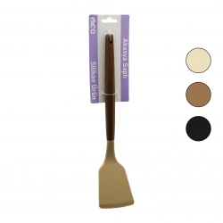 İBİCO İ22-021 ( RENKLİ SİLİKON ) ( AHŞAP AKASYA SAPLI ) SPATULA ( 30CM )*6X24