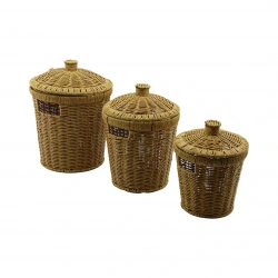 İBİCO İ22-204 (METAL İSKELET) (3 BOY) (YUVARLAK) PLS.HASIR ORGANİZER KAPAKLI SEPET (15X20X26 -17.5X23X31 -21.5X26.5X34CM)*6=K