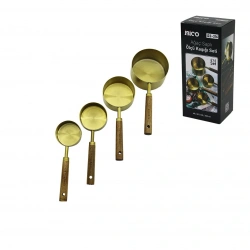 İBİCO İ22-316 ( 4PCS ) (GOLD METAL) ÖLÇÜ KAŞIK SET (OTANTİK AĞAÇ KULP) (1CUP: 250ML & 1/2 CUP: 125ML & 1/3 CUP: 80ML & 1/4 CUP: 60ML)*48