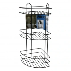 İBİCO K13-011 ( SİYAH ) ( 3 KATLI & ÜÇGEN ) ( METAL ) BANYO KÖŞELİK & DUŞKABİN RAF*12