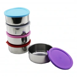 İBİCO K22-010 ( 14CM ) ( ÇELİK ) SAKLAMA KABI ( RENKLİ & ŞEFFAF PLASTİK KAPAK )*100