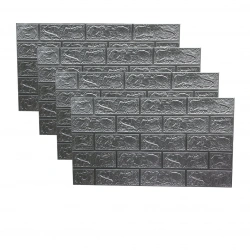 İBİCO ( KABARTMA & KÖPÜK PANEL ) ( GRİ & TUĞLA DESEN ) YAPIŞKANLI DUVAR KAĞIT ( 70X38CM )*5X70