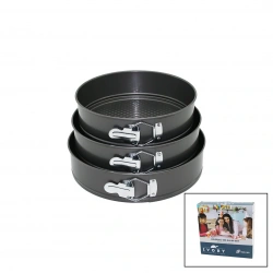 IVORY IVO-EKK03 ( 3 BOY ) ( YUVARLAK ) ( METAL & KELEPÇELİ ) KEK KALIP SETİ ( 24-26-28CM )*12