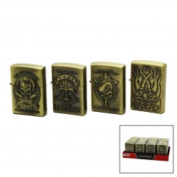 KANTAİ LIGHTER 3-SDA-31 ( SARI ) ZİPPO ÇAKMAK ( ESKİTME KABARTMA KARTAL & SİLAH & GEMİ RESİMLİ )*24X20