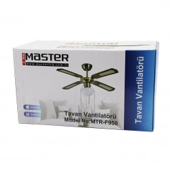 MASTER MTR-F950 (BRONZ METAL GÖVDE & KAHVE AHŞAP 4-KANAT) (2İN1=TAVAN VANTİLATÖR & AVİZE LAMBA) (42) (MOTOR-55W) (LED-45W)*1