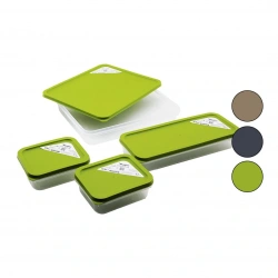 MUGİSS M-8 (4PCS SET) ALFA SAKLAMA KABI ŞEFFAF PLS.& RENKLİ KAPAK  (2AD=500ML& 1AD=1.2LT& 1AD=2.6LT)*10=K