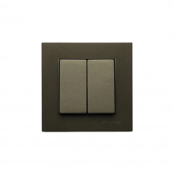 MUTLUSAN RİTA-2220 402 0286 ( POŞETLİ ) ( ANTRASİT &  KOMÜTATÖR 2Lİ ANAHTAR PRİZ ) VİDALI & ÇERÇEVELİ*12X10