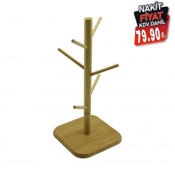 PABLITO HOME PBT-540 ( 6 KOLLU ) ( AHŞAP BAMBU ) ORGANİZER ASKILIK ( FİNCAN & KUPA BARDAK ) (KARE TABAN=16CM) (Y=34.5CM)*48                     qwe1