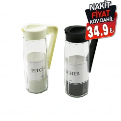 QLUX C-00243 KAREFE ( ÇOKFEN ŞEFFAF CAM ) SÜRAHİ ( 1600 CC ) ( PLASTİK KAPAK ) ( TAK--ÇIKAR (7=ŞEKİL) PLS.KULP )*6=K