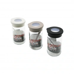 QLUX C-00344 FLAT ( CAM ) ( BAHARATLIK & PLS.KAŞIKLI ) (370ML) (KAPAK=RENKLİ SİLİKON KENAR & ŞEFFAF PVC GÖBEK)*20=K