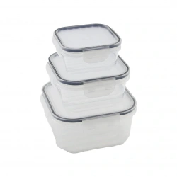 QUİCK QLUX L-00860-2 (3PCS= 400-800-1400ML) SIZDIRMAZ SAKLAMA KABI SET (ŞEFFAF PLS.KAP) (KİLİTLİ & CONTALI & BUĞULU PLS.KAPAK)*18=K