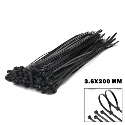 ŞAHİN TOOLS ŞHT-174 ( SİYAH ) ( 3.6X200MM ) PLASTİK CIRT KELEPÇE ( 100PCS )*200