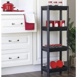 SHELF UNİT MAGGİE OM-1016-0053 ( 4 ( ÇUKUR ) RAFLI ) & SİYAH ) ( DİKDÖRTGEN ) RAF ÜNİTESİ PLASTİK*6
