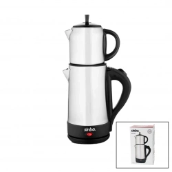 SİNBO STM-5847 ( 2İN1= ÇAYCI & KETTLE ) ( ÇELİK ) ELEKTRİKLİ ÇAYCI SETİ & ÇAY MAKİNESİ (1.7LT+0.7LT) (360° GÖVDE)*6