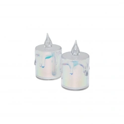 SMOKELESS CANDLES ENF-513 (ORTA BOY= ÇAP:3.5CM & Y: 4.2CM) (DAMLALI AKAN MUM MODELİ) (PİLLİ) LED MUM (MİKA KRİSTAL PLASTİK)*24X20