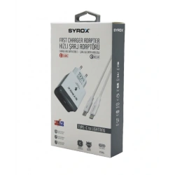 SYROX PD18L ( İPHONE ) ( TYPE-C TO LIGHTNING ) ( HIZLI ) EV ŞARJ SETİ 3.0A 18W PD*200